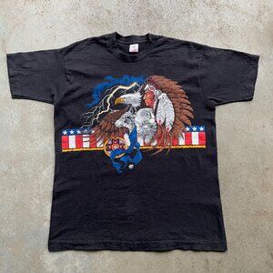 Vintage 1995 Native American Bald Eagle Lightning T-Shirt Men’s Large USA MADE